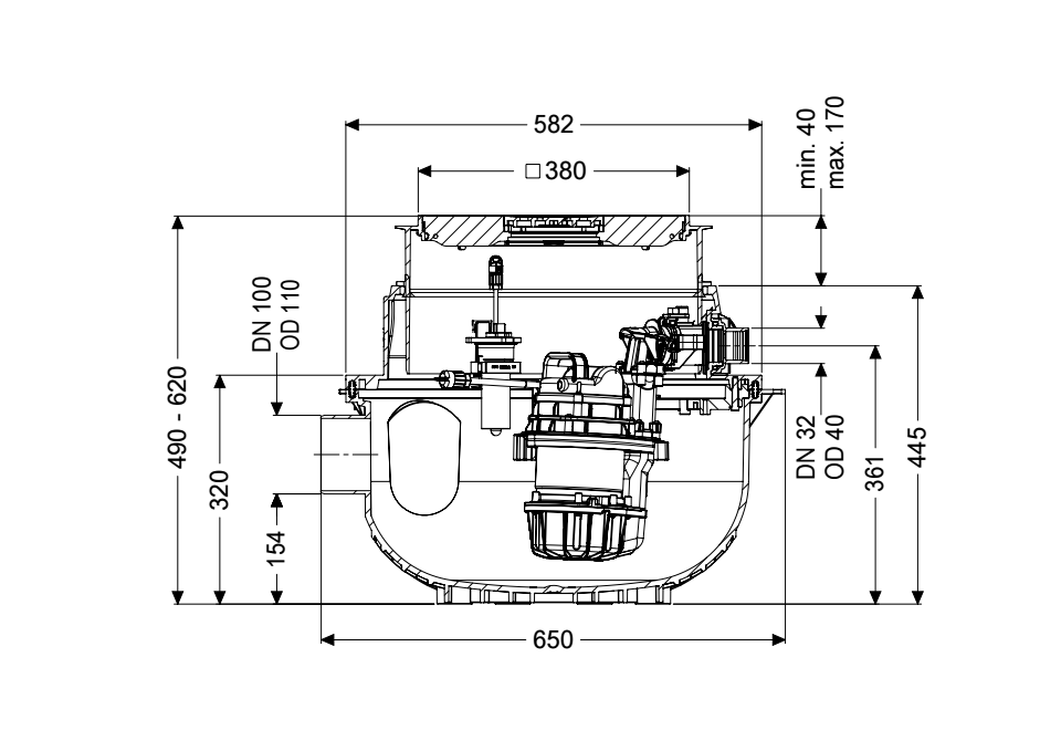 CAD-Detail, KESSEL-Hebeanlage Aqualift F Duo SPF1500-S1, senkr. Druckabg.,  Comfort-S.